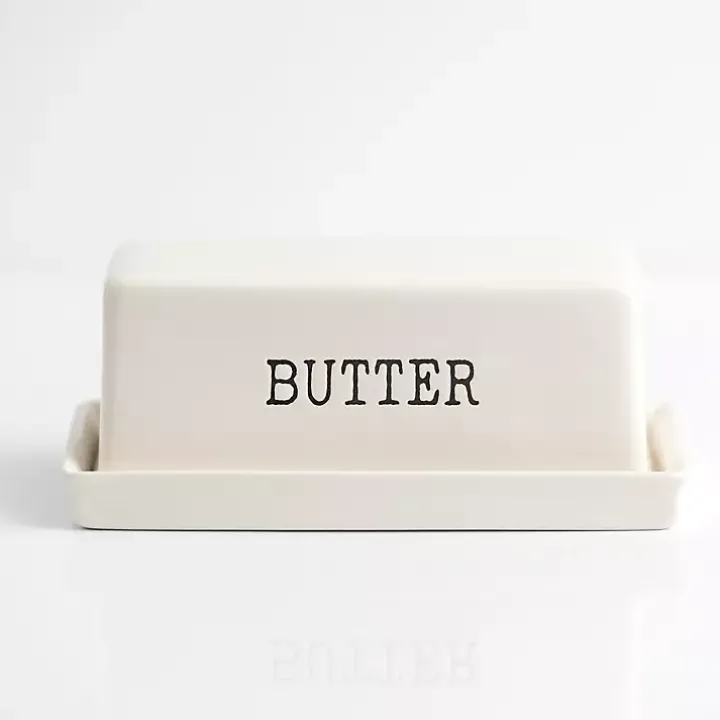 White Debossed Butter Dish