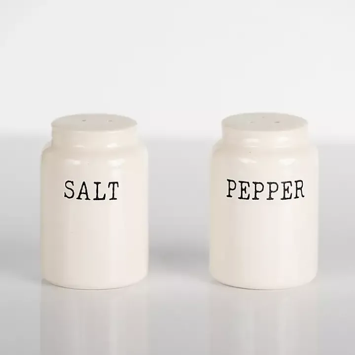 White Debossed Salt and Pepper Shaker Set