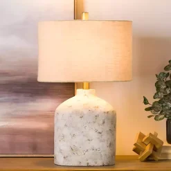 White Distressed Narrow Table Lamp