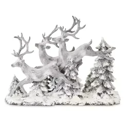 White Distressed Running Reindeer Figurine