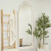 White Distressed Wood Arched Wall Mirror