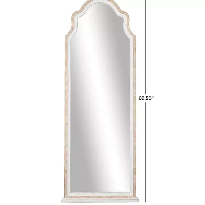 White Distressed Wood Arched Wall Mirror