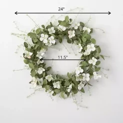 White Dogwood and Greenery Wreath