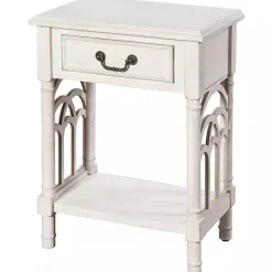 White 1-Drawer Cathedral Sides Accent Table