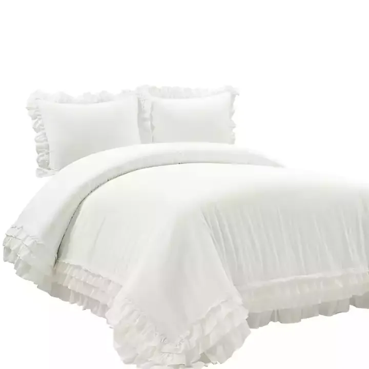 White Ella Ruffle 3-pc. King Duvet Set