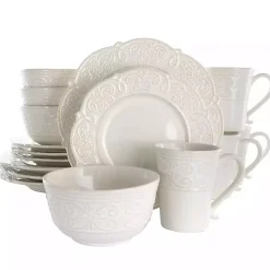 White Embossed Scalloped 16-pc. Dinnerware Set
