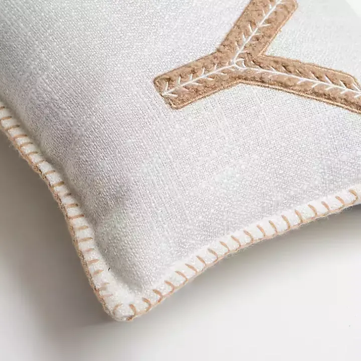 White Embroidered Joy Christmas Pillow