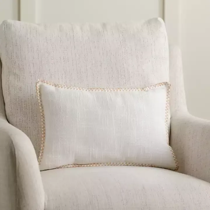 White Embroidered Joy Christmas Pillow