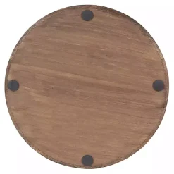 White Enameled Round Mango Wood Tray