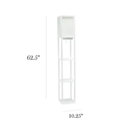 White Etagere Shelf Charging Floor Lamp