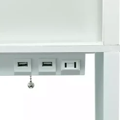 White Etagere Shelf Charging Floor Lamp