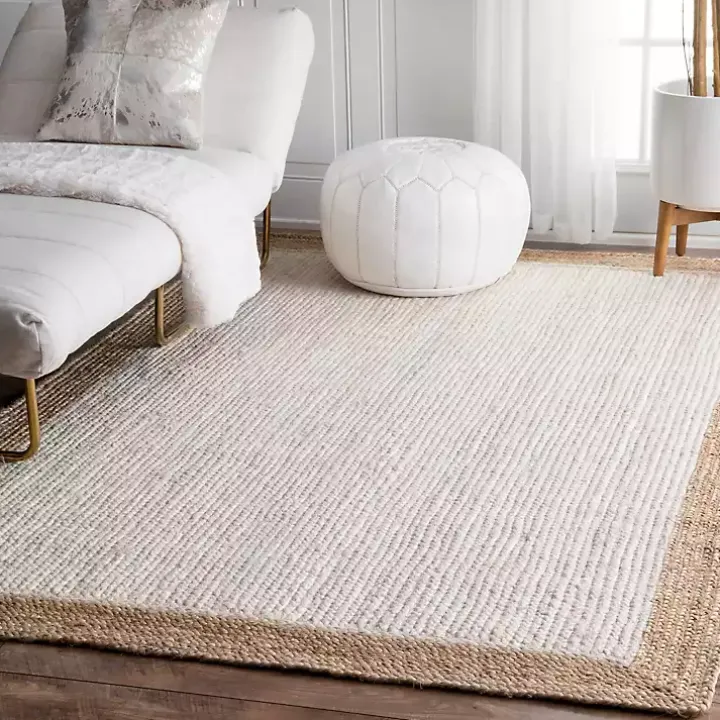 White Eugene Woven Area Rug, 8x10
