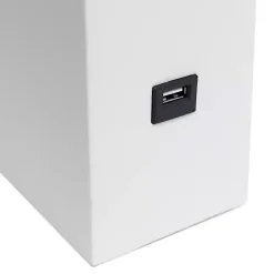 White Faux Leather Charging Table Lamp