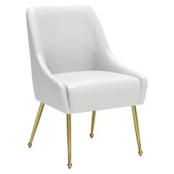 White Faux Leather Gold Maxine Dining Chair