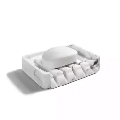 White Faux Marble Elevated Soap Dish