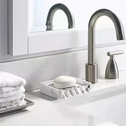 White Faux Marble Elevated Soap Dish