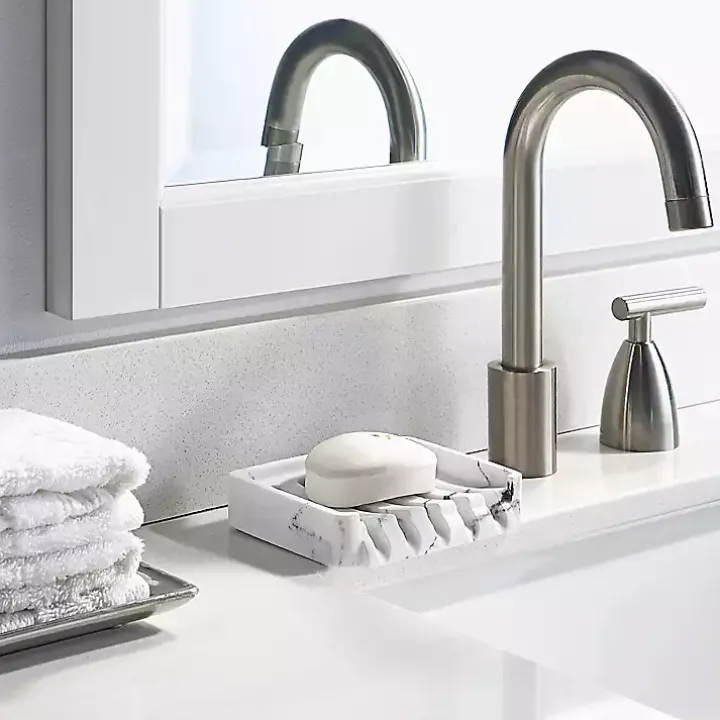 White Faux Marble Elevated Soap Dish