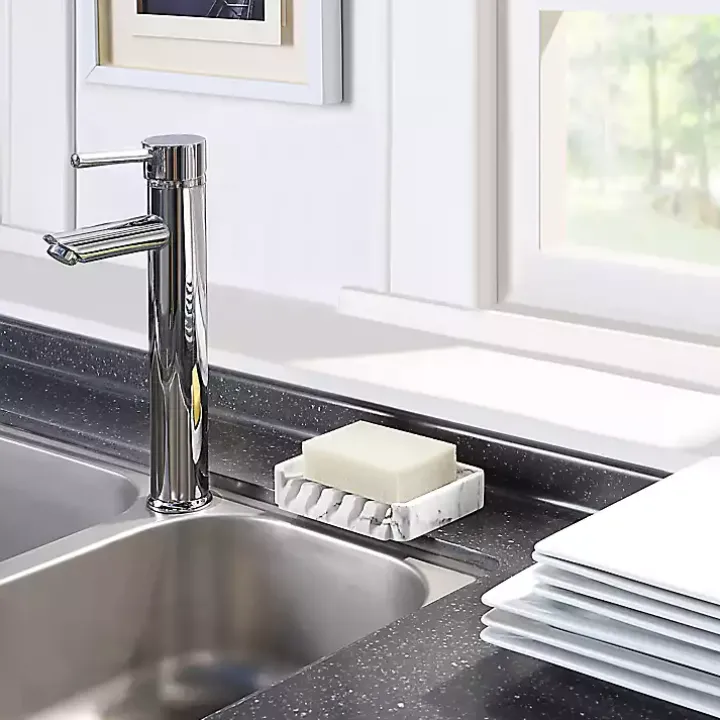White Faux Marble Elevated Soap Dish