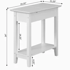 White Flip Top Charging Accent Table