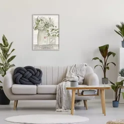 White Floral Ceramic Jar Framed Wood Wall Plaque