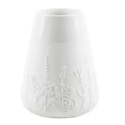 White Floral Meadow Embossed Vase