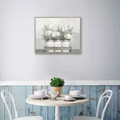 White Flower Jars Framed Canvas Art Print