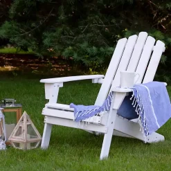White Folding Wooden Adirondack Chair