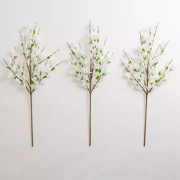 White Forsythia Stems, Set of 3