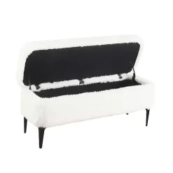 White Fur Storage Bench