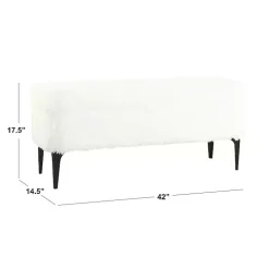 White Fur Storage Bench