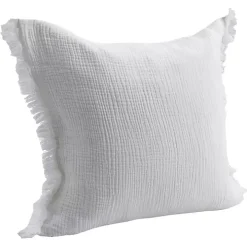 White Gauze Organic Fringe Throw Pillow