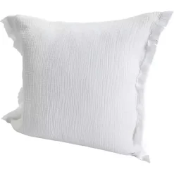 White Gauze Organic Fringe Throw Pillow