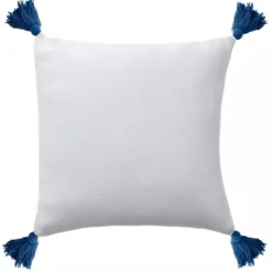 White Gauze Organic Tassel Throw Pillow