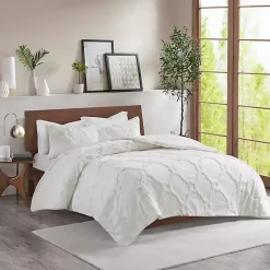 White Geometric California King 3-pc Comforter Set