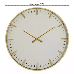 White Glass Frame Gold Accent Wall Clock