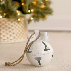 White Glitter Metal Bell Ornament, 8 in.