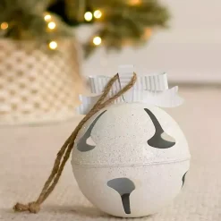 White Glitter Metal Bell Ornament, 12 in.