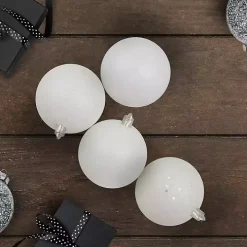 White Glitter Shatterproof Ornaments, Set of 60