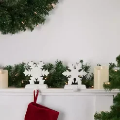 White Glitter Snowflake Stocking Holders, Set of 2
