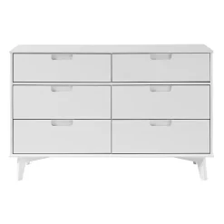 White Grooved Handle 6-Drawer Dresser