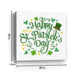 White Happy St. Patrick's Day Canvas Art Print