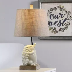 White Hedgehog Accent Table Lamp