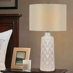 White Honeycomb Wave Table Lamps, Set of 2