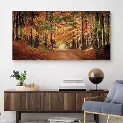 White Horse In Autumn Canvas Art Print