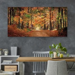 White Horse In Autumn Canvas Art Print