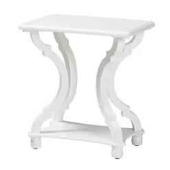 White Hourglass Wood Accent Table