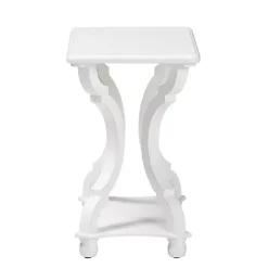 White Hourglass Wood Accent Table