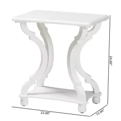 White Hourglass Wood Accent Table