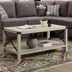White Industrial X-Frame Coffee Table