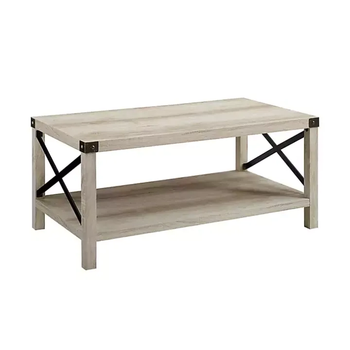 White Industrial X-Frame Coffee Table